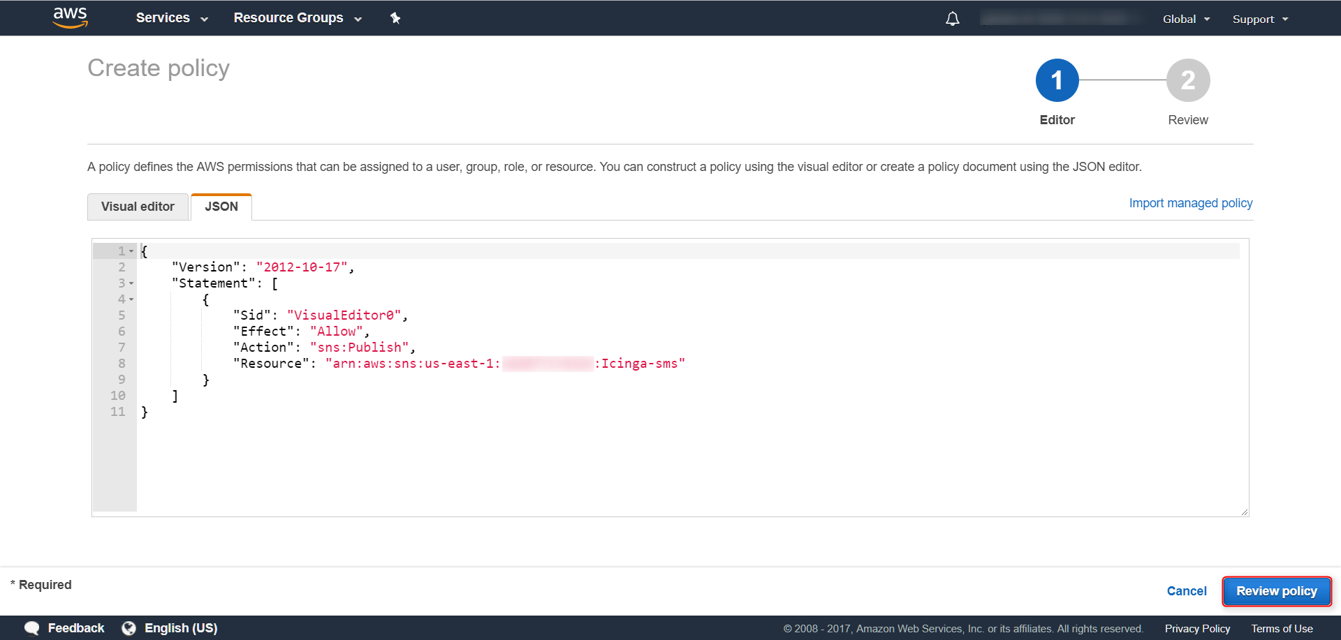 Rys. 9 - Review policy - JSON